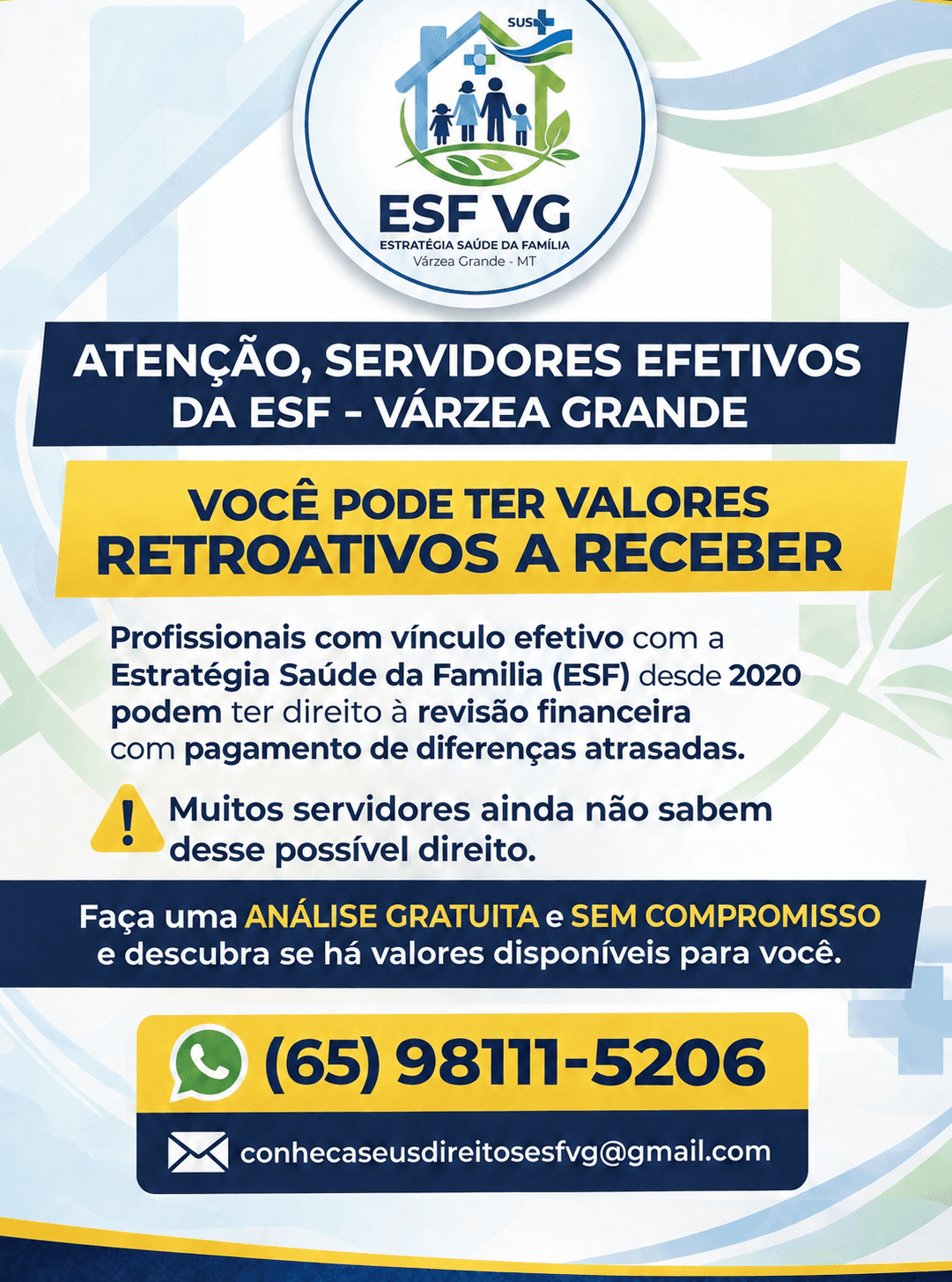 ATENÇÃO, SERVIDORES EFETIVOS DA ESF – VÁRZEA GRANDE 📢

VOCÊ...